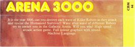 Box back cover for Arena 3000 on the Commodore 64.