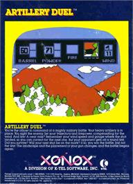 Box back cover for Artillery Duel on the Commodore 64.