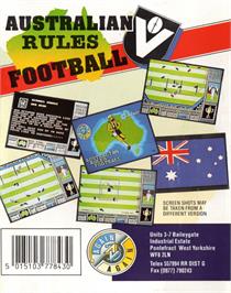 Box back cover for Australian Rules Football on the Commodore 64.