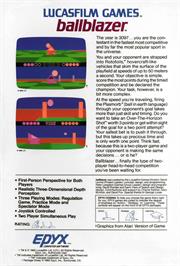 Box back cover for Ballblazer on the Commodore 64.