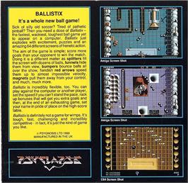 Box back cover for Ballistix on the Commodore 64.