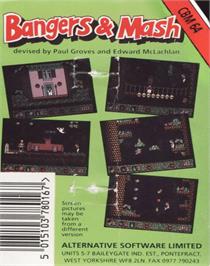 Box back cover for Bangers and Mash (Ocean) on the Commodore 64.