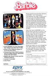 Box back cover for Barbie on the Commodore 64.