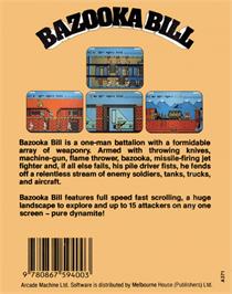 Box back cover for Bazooka Bill on the Commodore 64.