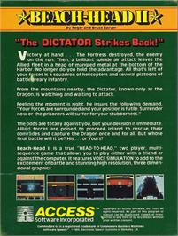 Box back cover for Beach Head II: The Dictator Strikes Back! on the Commodore 64.