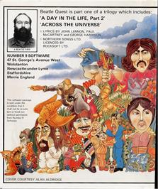 Box back cover for Beatle Quest on the Commodore 64.
