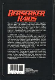 Box back cover for Berserker Raids on the Commodore 64.