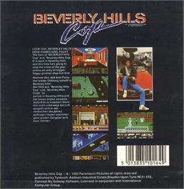 Box back cover for Beverly Hills Cop on the Commodore 64.