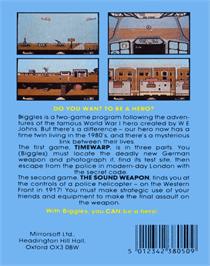 Box back cover for Biggles on the Commodore 64.