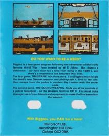 Box back cover for Biggles on the Commodore 64.