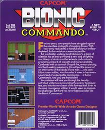 Box back cover for Bionic Commando on the Commodore 64.