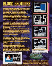 Box back cover for Blood Brothers on the Commodore 64.