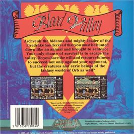 Box back cover for Blood Valley on the Commodore 64.