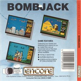 Box back cover for Bomb Jack on the Commodore 64.