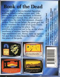 Box back cover for Book Of The Dead on the Commodore 64.