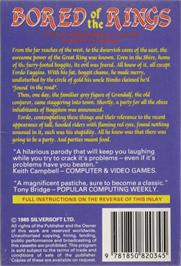 Box back cover for Bored of the Rings on the Commodore 64.