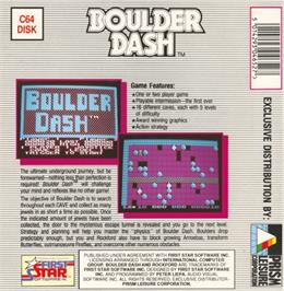 Box back cover for Boulder Dash on the Commodore 64.