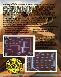 Box back cover for Bounty Bob Strikes Back! on the Commodore 64.