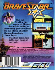Box back cover for BraveStarr on the Commodore 64.