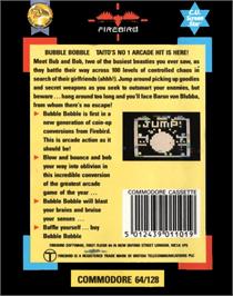 Box back cover for Bubble Bobble on the Commodore 64.