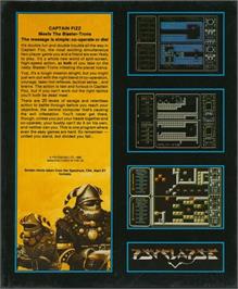 Box back cover for Captain Fizz Meets the Blaster-Trons on the Commodore 64.