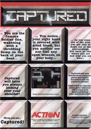 Box back cover for Captured on the Commodore 64.