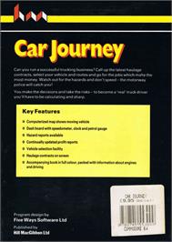 Box back cover for Car Journey on the Commodore 64.