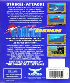 Box back cover for Carrier Command on the Commodore 64.
