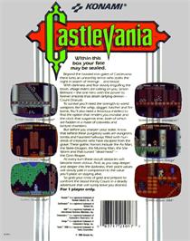 Box back cover for Castlevania on the Commodore 64.