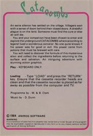 Box back cover for Catacombs (Ahoy!) on the Commodore 64.