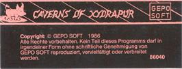 Box back cover for Caverns Of Xydrahpur on the Commodore 64.