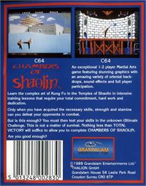 Box back cover for Chambers of Shaolin on the Commodore 64.