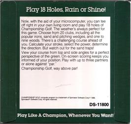Box back cover for Championship Golf (Hayden Software) on the Commodore 64.
