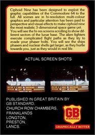 Box back cover for Ciphoid 9 on the Commodore 64.