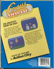 Box back cover for Circus Charlie on the Commodore 64.