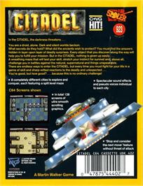 Box back cover for Citadel on the Commodore 64.