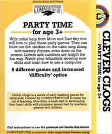 Box back cover for Clever Clogs - Party Time on the Commodore 64.