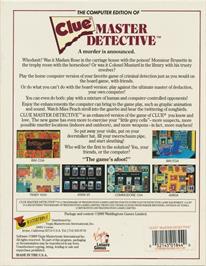 Box back cover for Clue - Master Detective on the Commodore 64.