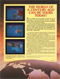 Box back cover for Colonial Conquest on the Commodore 64.