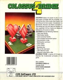 Box back cover for Colossus Bridge 4 on the Commodore 64.