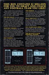 Box back cover for Computer Quarterback on the Commodore 64.