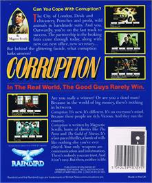 Box back cover for Corruption on the Commodore 64.