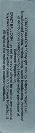 Box back cover for Crazy Balloon on the Commodore 64.