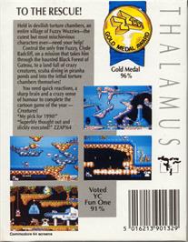 Box back cover for Creatures on the Commodore 64.