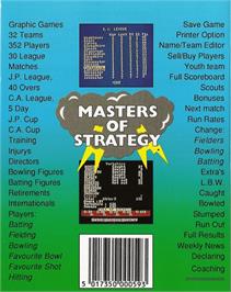 Box back cover for Cricket Captain (D&H) on the Commodore 64.