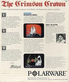 Box back cover for Crimson Crown on the Commodore 64.