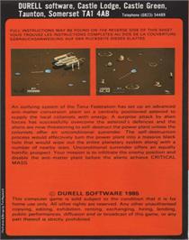 Box back cover for Critical Mass (Durell Software) on the Commodore 64.