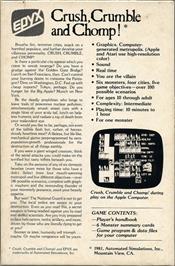 Box back cover for Crush, Crumble and Chomp! on the Commodore 64.