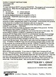 Box back cover for Cuddly Cuburt on the Commodore 64.