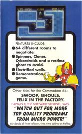 Box back cover for Cybertron Mission on the Commodore 64.